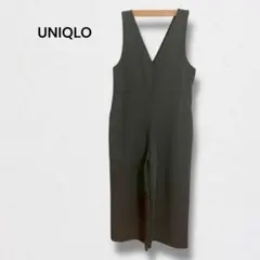 ユニクロ Vネックサロペット オールインワン ストレッチ ワイド きれいめ L