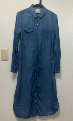 a.g.plus デニムシャツワンピース ロング丈 長袖