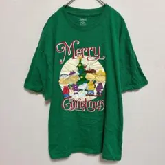 クリスマス柄 半袖 Tシャツ XL 緑 綿 ユニセックス 大人可愛い カジュアルのサムネイル