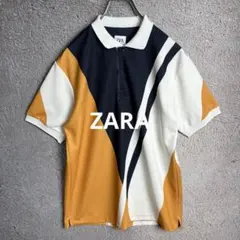 ZARA ポロシャツ マルチカラー ジオメトリック柄 Sサイズのサムネイル