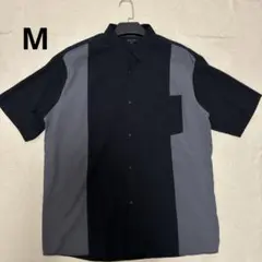 GLOBAL WORK メンズ　半袖シャツ バイカラー Mサイズ　黒　グレー