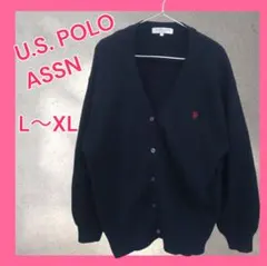 U.S. POLO ASSN カーディガン ネイビー L XL ロゴ刺繍 長袖