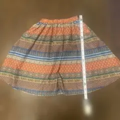 幾何学模様オレンジ青ストライプスカート