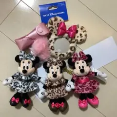 ディズニー ミニーマウス ヒョウ柄 ぬいぐるみチャーム ミラー リップケース