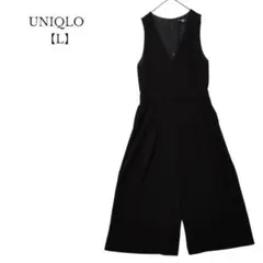【UNIQLO／ユニクロ】サロペット　オールインワン　Vネック　黒　Lサイズ
