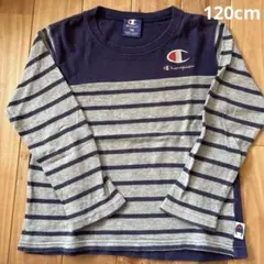 120cm チャンピオン　ロンT 長袖　グレー　紺色　ボーダー