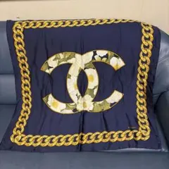 CHANEL シルクスカーフ　ネイビー