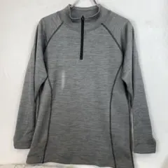 グレー ハーフジップ 長袖カットソー 裏起毛　サイズL