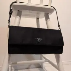 ​【PRADA】プラダ テスート ナイロン フラップ ワンショルダーバッグ 黒