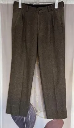 パパス プラス ツイード ウールカシミヤ 2タック スラックス ブラウンのサムネイル