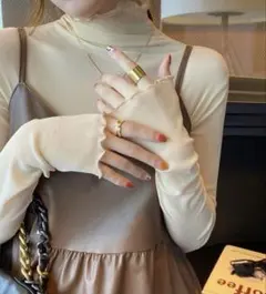 シアー シースルー トップス ハイネック インナー 【ホワイトベージュ】ラスト1