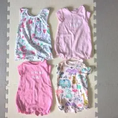 ベビー肌着4枚セット 花柄・メッセージ
