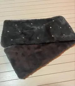 ファー マフラー ダークグレー パール付き