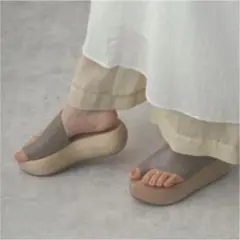 本革　ウッドソール厚底サンダル