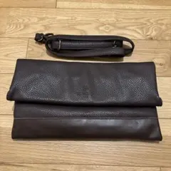 美品 ナノユニバース ダークブラウン レザー クラッチバッグ