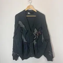 90s ヴィンテージ 総柄 ニットカーディガン XL グリーン 古着 メンズ