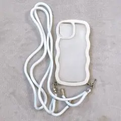 【70-106】iPhone 15 ショルダーケース ホワイト リング付き