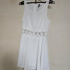 H&M ホワイト ノースリーブ ワンピース