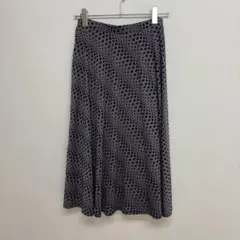 HANA ドット柄　ロング　フレアスカート　M グレー　シック　総柄