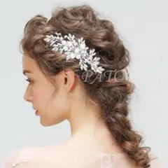 フラワーリーフ コーム＜シルバー＞☆ ヘアアクセサリー ボンネ ヘッドドレス