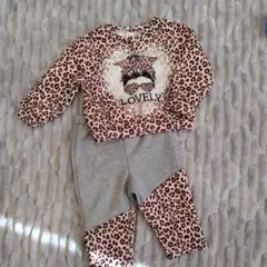 レオパード柄 トレーナー・パンツセット 9-12M
