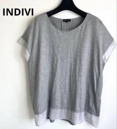 INDIVIフレンチスリーブグレートップス カットソーレディースゆったり38