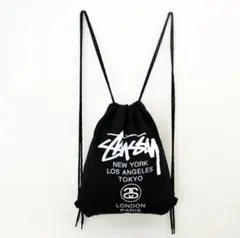STUSSY 黒 ドローストリングバッグ ナップサック ストゥーシー