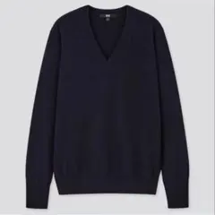 UNIQLO カシミヤVネックセーター（長袖） ネイビー XLサイズ