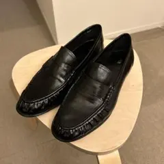 【人気】ZARA ブラックレザー ローファー 26.0cm