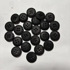 黒い2つ穴ボタン 20個15ミリ