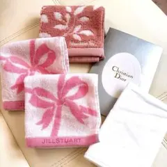 【まとめ売り】JILL STUART リボン柄タオル　DIOR白ハンカチ