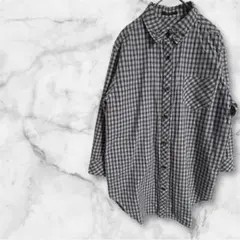 【コムサイズム】 長袖シャツ チェック 襟元スタッズ付き Lサイズ
