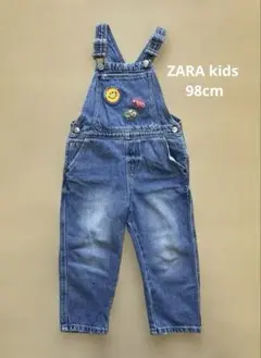 ZARA kids デニムオーバーオール 98cm スマイル、カーズのワッペン付