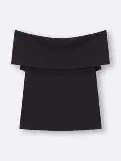 GU オフショルダー リブTシャツ ブラック Mサイズ