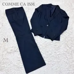 コムサイズム COMMECAISM ストライプ パンツスーツ M フレア　紺色
