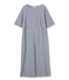 マタニティワンピース ブルー 半袖 ロング丈 体型カバー 授乳期にも◎