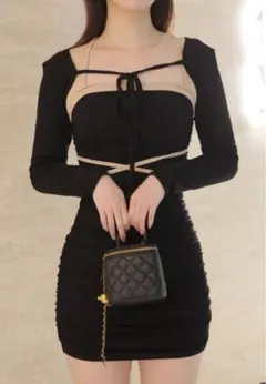 Ciel elmyu 　バイカラータイト ミニワンピース