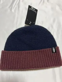 アクリルニット帽 ネイビー/ボルドー 新品タグ付き