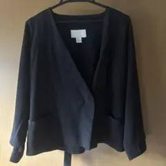 H&M ノーカラージャケット ブラック38 M