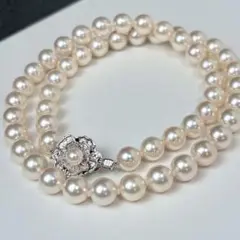 準花珠級 アコヤ真珠 パールネックレス 7.6〜7.9mm 44cm テリ強 