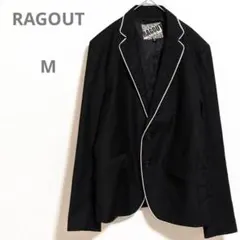 6♫【ラグアウト】テーラードジャケット Ｍサイズ 無地 白ふち パイピング