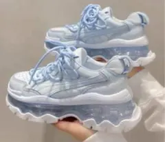 ライトブルー 厚底スニーカー　韓国