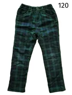 タータンチェック柄 ロングパンツ 長ズボン 裏フリース キッズ 120cm