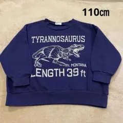 BREEZE トレーナー 裏起毛 恐竜プリント 青紫　110㎝