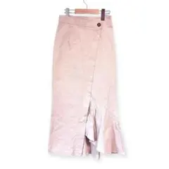 美品✨ムルーア（1）タイト ロングスカート 裾フリル アシメ ベージュ S 綿