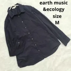 アースミュージック&エコロジー/コットン100％長袖シャツブラウスネイビー