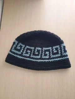 雷紋柄　クラッシャーハット　クロシェットハット　ビーニー　ハンドメイド