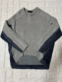 【極美品】ニット×デニム風ドッキングトップス　スコットクラブ