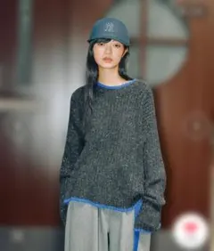 MODE NORM CORE カラートリミングクループルオーバー　ブラック　L