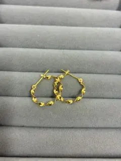 高級感あるK18 毎日使えるシンプルフープピアス